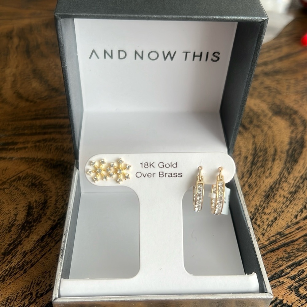 And Now This 18k gold over brass hoops and studs